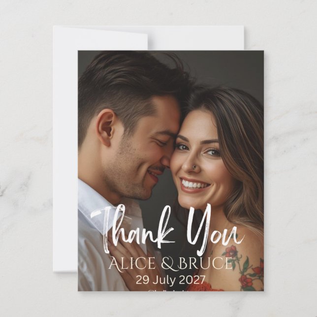 Carte De Remerciements Personalized Wedding Thank You Card with Photo  (Devant)
