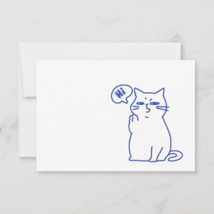 Carte De Remerciements Personnage de chat blanc mignon drôle doodle