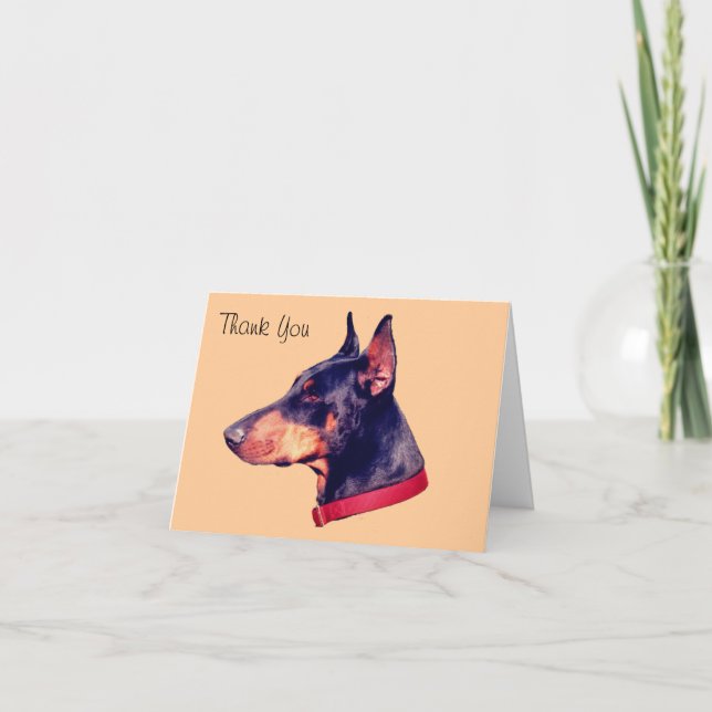 Carte de remerciements personnalisable Doberman Pi (Devant)