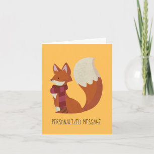 Carte De Remerciements Personnalisable Happy Fox dans Red Scarf