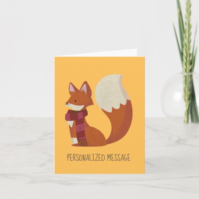 Carte De Remerciements Personnalisable Happy Fox dans Red Scarf (Devant)