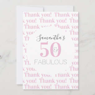 Carte De Remerciements Personnalisé 50 et fabuleux Modern Pink