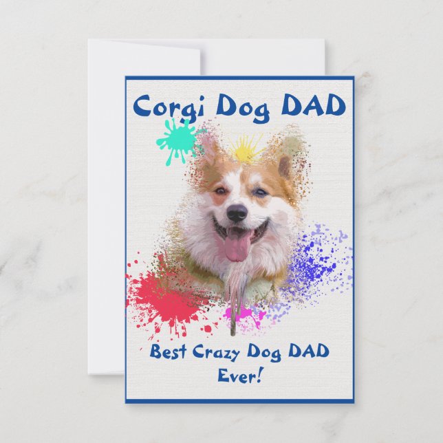 Carte De Remerciements Personnalisé Corgi papa chien meilleur chien fou p (Devant)