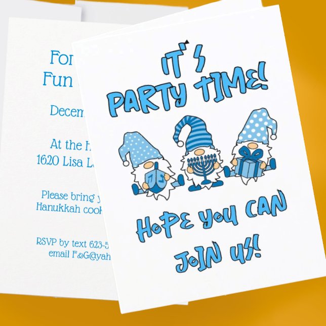 Carte De Remerciements Personnalisé Fun Cute Hanoukka Gnomes (Personalize this fun Hanukkah Gnome invitation.)