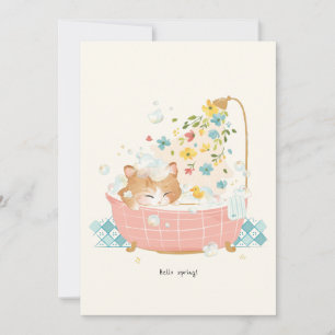 Carte De Remerciements [Personnalisé] La journée d'un chat - Bain moussan