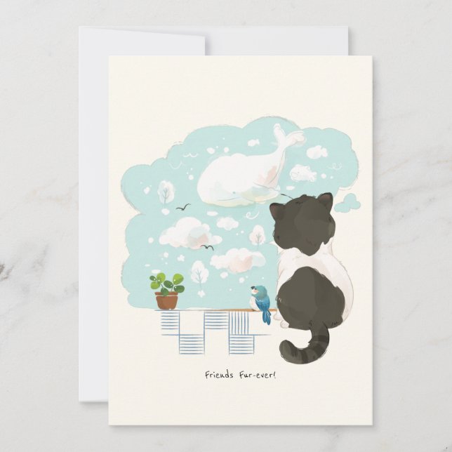 Carte De Remerciements [Personnalisé] La journée d'un chat - Regard dans  (Devant)