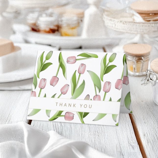 Carte de remerciements personnalisée de tulipe ros (Créateur téléchargé)