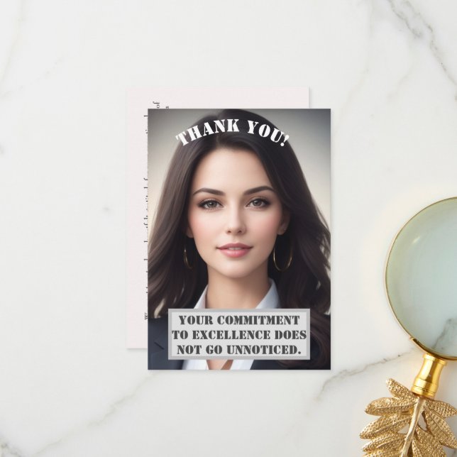 Carte de remerciements personnalisée : Excellence  (Devant/Arrière en situation)