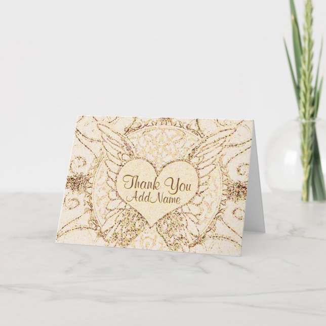 Carte De Remerciements Personnaliser Ange Ailes et Coeur (Devant)