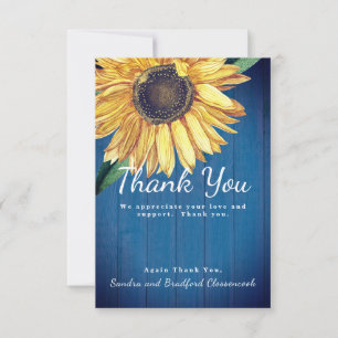Carte De Remerciements Personnaliser Bois de Grange Rustique Tournesol Na