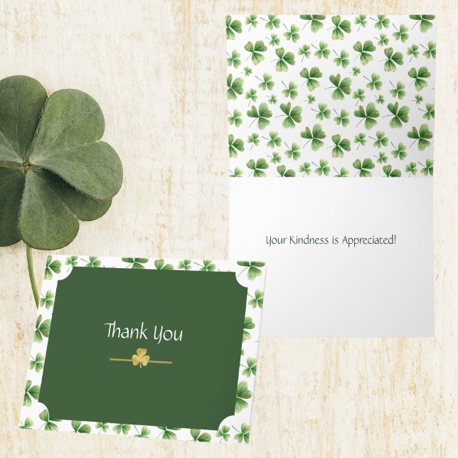 Carte De Remerciements Personnaliser les Shamrocks irlandais d'aquarelle (Créateur téléchargé)