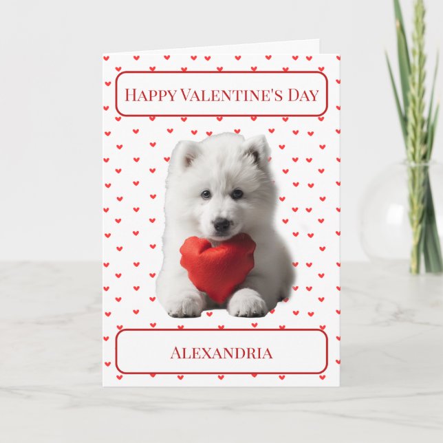 Carte De Remerciements Personnalisez Samoyed Puppy Valentine Card (Devant)