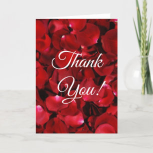 Carte De Remerciements pétales de rose rouge horizontaux