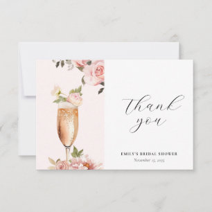 Carte De Remerciements Pétales et Prosecco Fête de Mariage Florale
