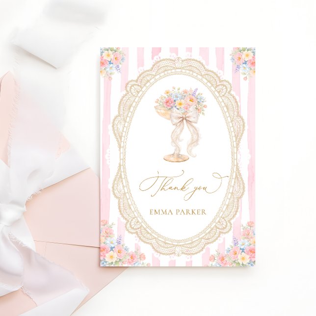 Carte De Remerciements Pétales et Prosecco Fleurs Mariage Shower (Créateur téléchargé)