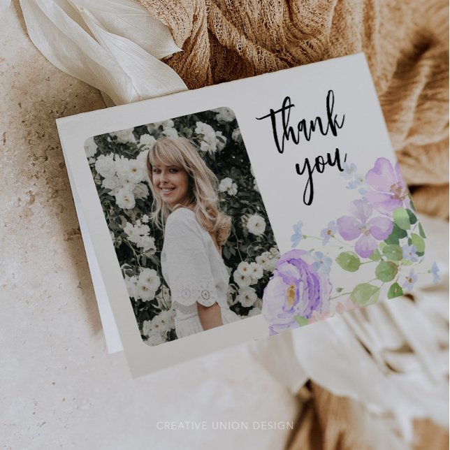 Carte De Remerciements Pétales pourpres doux Fête de la vie (Créateur téléchargé)