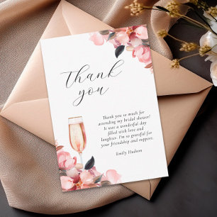Carte De Remerciements Pétales & Prosecco Fête de Fiançailles Florale
