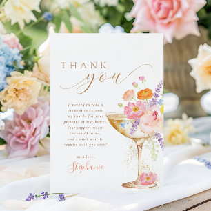 Carte De Remerciements Pétales & Prosecco Fleurs Mariage Shower