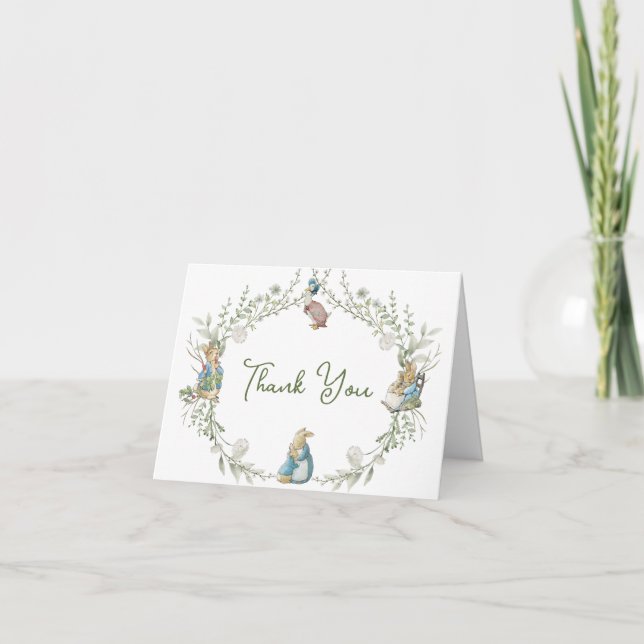 Carte De Remerciements Peter le Baby shower Fleur sauvage Rabbit (Devant)