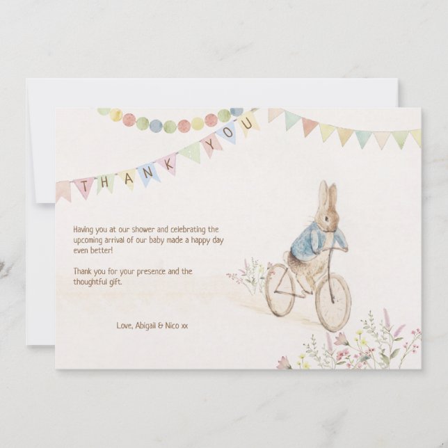 Carte De Remerciements Peter le lapin lapin Genre Neutre Livres Bébé (Devant)