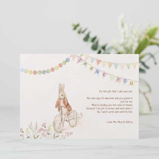 Carte De Remerciements Peter le lapin lapin Genre Neutre Livres Bébé (Debout devant)