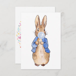 Carte De Remerciements Peter le lapin soufflant Bleu Bubble gomme