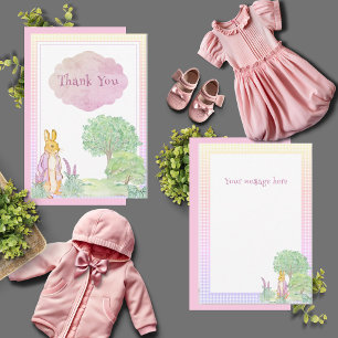 Carte De Remerciements Peter Rabbit Bunny Baby shower rose
