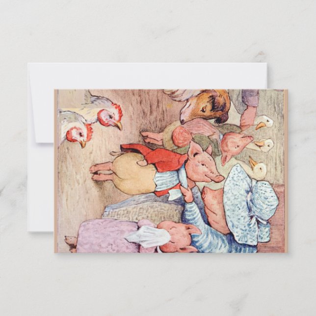 Carte De Remerciements Peter Rabbit (porcelets) Papier de tissus (Devant)