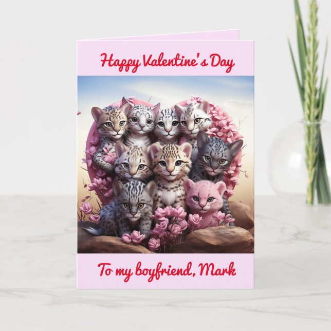 Carte De Remerciements Petit ami Valentine's Kitty Heart card (Devant)