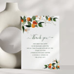 carte de remerciements petit baby shower<br><div class="desc">carte de remerciements baby shower avec script et oranges d'agrumes. Le texte et les couleurs peuvent être personnalisés.</div>