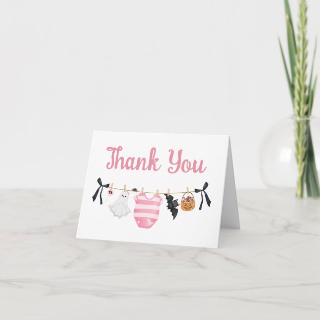 Carte De Remerciements Petit Baby shower Boo Rose (Devant)