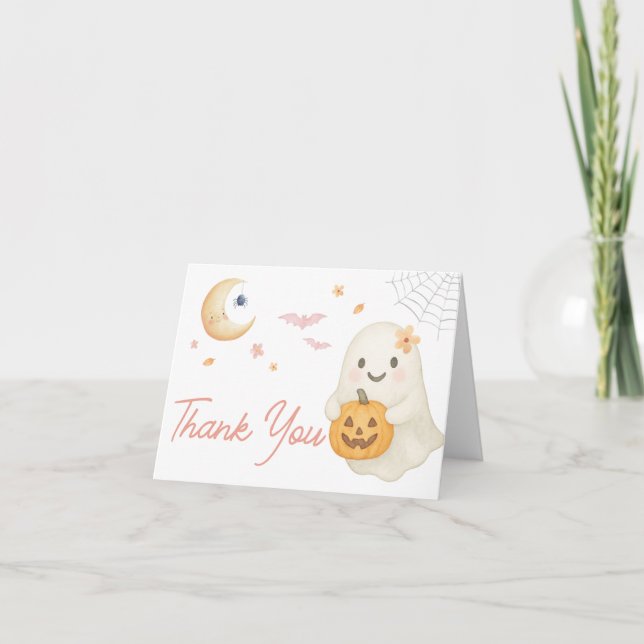 Carte De Remerciements Petit Baby shower Boo Rose (Devant)