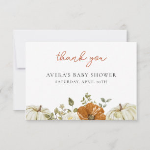 Carte De Remerciements Petit Baby shower Citrouille