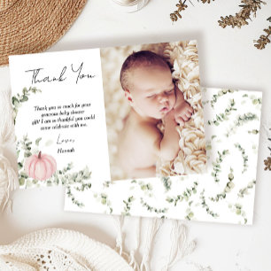 Carte De Remerciements Petit Baby shower Citrouille rose Photo
