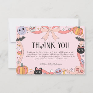Carte De Remerciements Petit Baby shower Coquette Halloween Boo