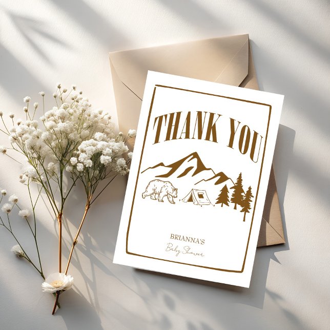 Carte De Remerciements Petit baby shower d'aventure de camping-car (Little camper adventure awaits boho baby shower thank you cards terracotta modern sketch cards)