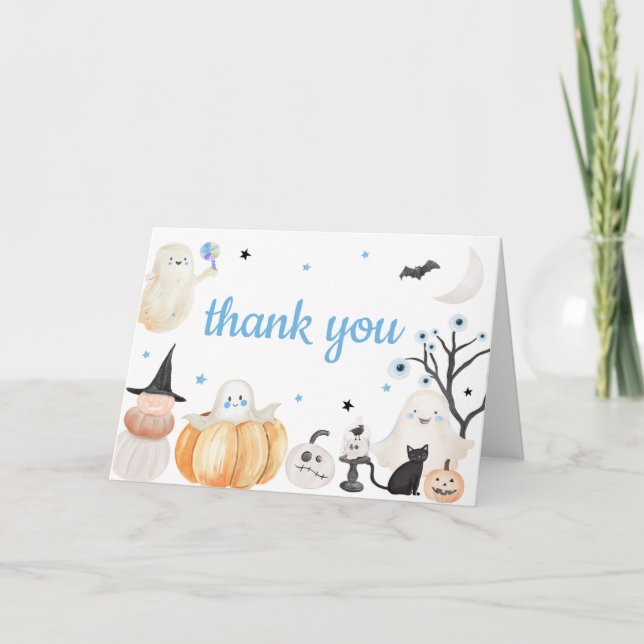 Carte De Remerciements Petit Baby shower de Boo Halloween (Devant)