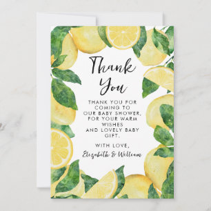 Carte De Remerciements Petit Baby shower de citron doux