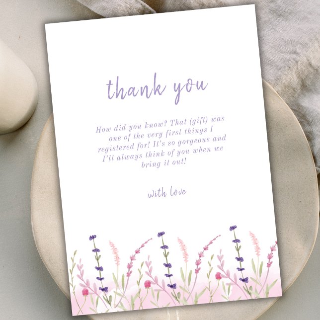 Carte De Remerciements Petit Baby shower de jardin Fleur sauvage (Simple Little Wildflower Garden Baby Shower Thank You Card)