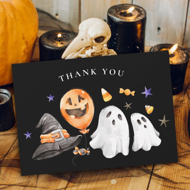 Carte De Remerciements Petit Baby shower d'Halloween Boo noir (The 'Little Boo' Thank You Card is not merely a card; it is an expression of warmth and of gratitude)