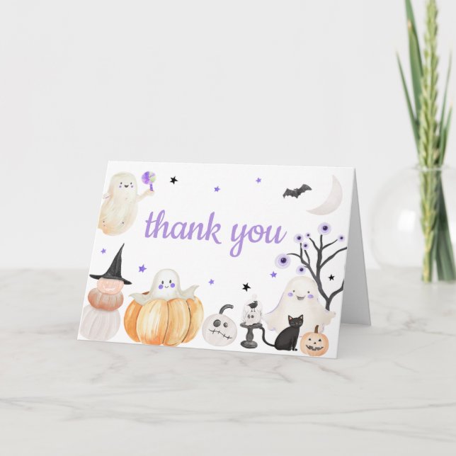 Carte De Remerciements Petit Baby shower d'Halloween violet (Devant)