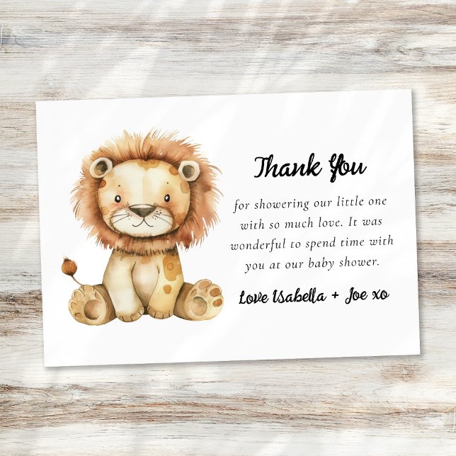 Carte De Remerciements Petit Baby shower Lion mignon (Créateur téléchargé)