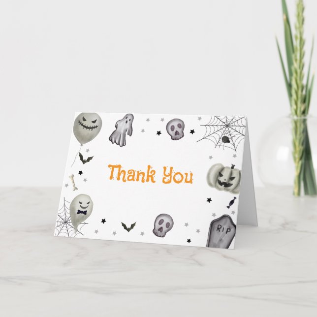 Carte De Remerciements Petit Boo Ghost Halloween Baby shower garçon (Devant)