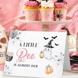 Carte De Remerciements Petit Boo rose Baby shower mignon Fantôme Citrouil
