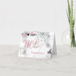 Carte De Remerciements Petit Boo rose Halloween Baby shower fantôme