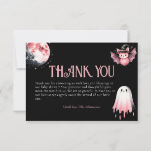 Carte De Remerciements Petit Boo rose Halloween Baby shower fantôme