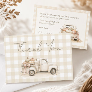 Carte De Remerciements Petit camion à citrouille en vichy pour Baby Showe