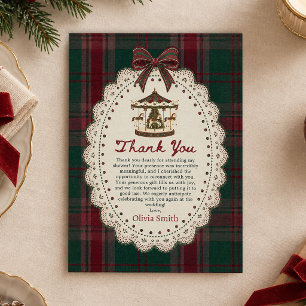 Carte De Remerciements Petit carrousel écossais de Noël Baby Shower joyeu