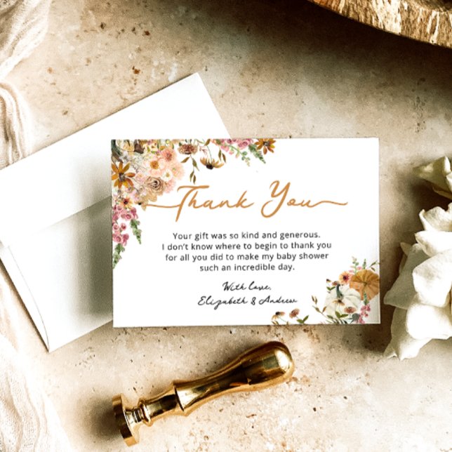 Carte De Remerciements Petit Citrouille Automne Baby shower neutre selon  (Créateur téléchargé)