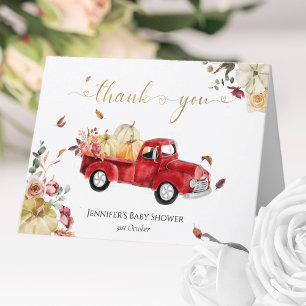 Carte De Remerciements Petit Citrouille Automne Rouge Vintage Baby shower